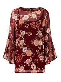 BERRY Floral Print Blouse - Size 12