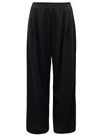 BLACK Pleated Wide Leg Trousers - Size 12 to 16