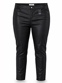 Black Coated Leather Look Skinny Trousers - Size 26 & 30
