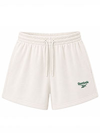 WHITE Green Logo Retro Brushed Back Shorts - Size XS to XL