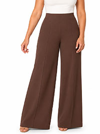 BROWN High Waist Wide Leg Trousers - Size 6 to 20