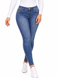 BLUE Stonewash Erin High Waist Skinny Jeggings - Size 10 to 24