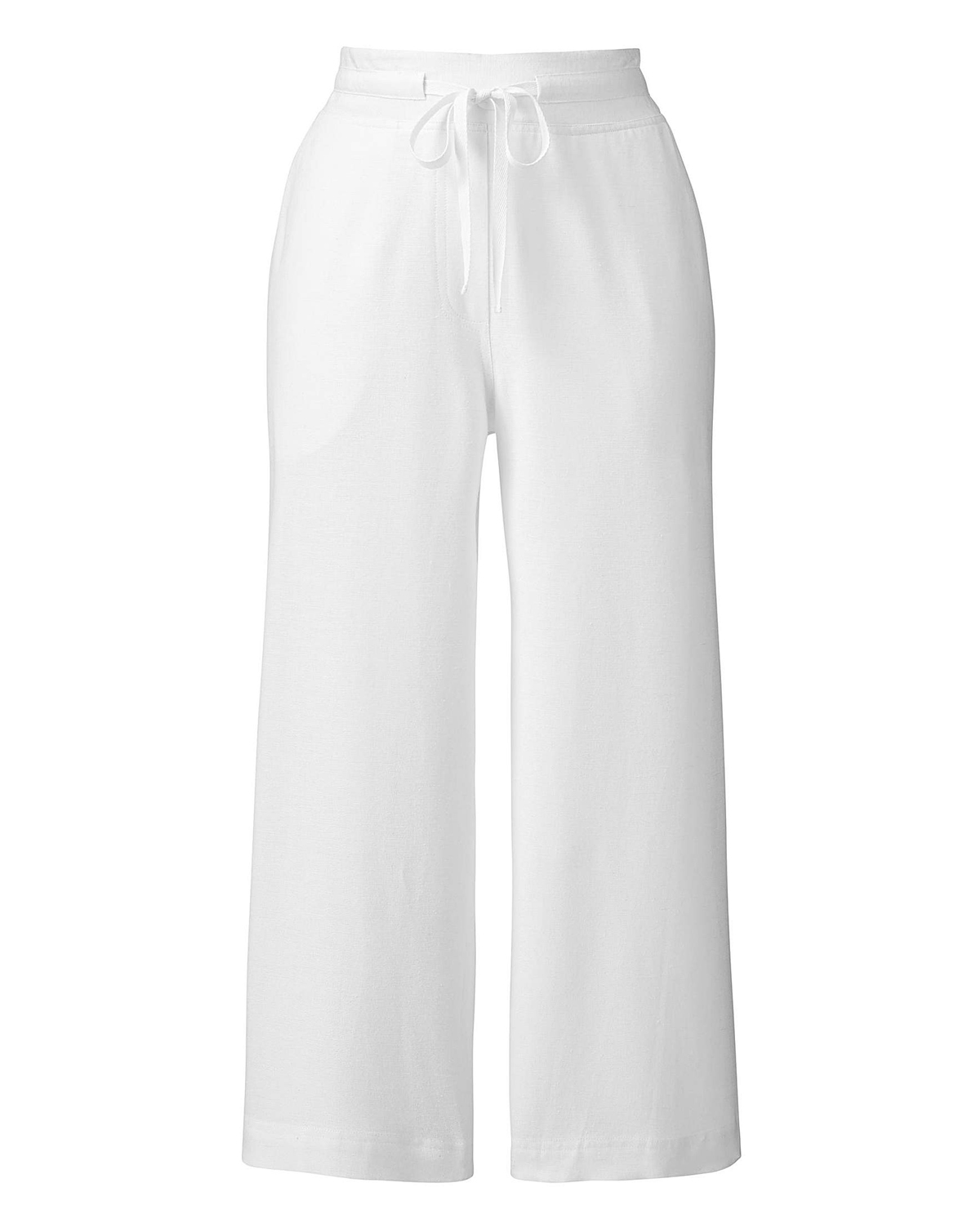 LabelBe WHITE Linen Mix Cropped Trousers - Plus Size 14 to 28