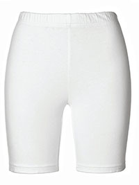 Curve WHITE Cotton Stretch Legging Shorts - Plus Size 14/16 to 22/24 (M to XL)