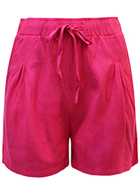 PINK Linen Blend Pleat Detail Shorts - Plus Size 12 to 28