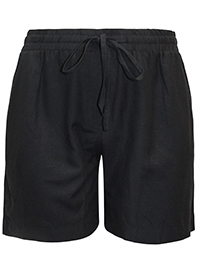 BLACK Linen Blend Shorts - Plus Size 12 to 30