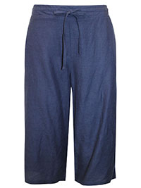 NAVY Petite Linen Blend Easy Care Culottes - Plus Size 14 to 22
